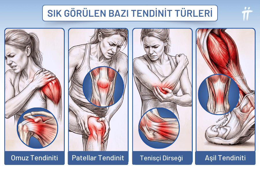 Hareket kısıtlılığına yol açabilen çeşitli tendinit türleri, özellikle sporcularda ve belli kas gruplarını sürekli kullanan kişilerde yaygın olarak rastlanan bir sorundur.