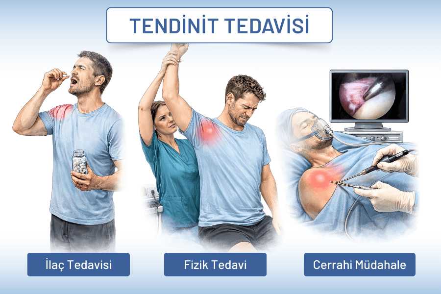İlaç ve fizik tedavinin yeterli olmadığı nadir durumlarda, cerrahi yöntemler de tendinit tedavisi planına dahil edilerek çözüm sağlanabilir.