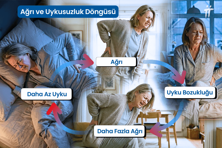 Fibromiyalji kaynaklı ağrılar, uyku kalitesini düşürürken uykusuzluk da bu ağrıların şiddetini artırır.