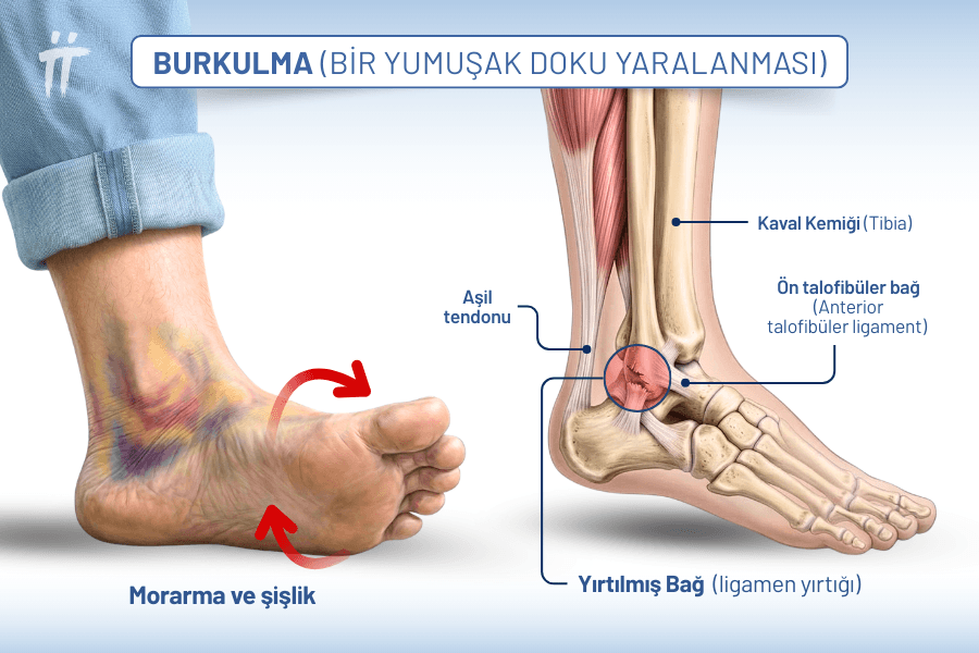 Bağlardaki hasar sonucunda ortaya çıkan ayak burkulması, kişinin yürümesini zorlaştıran bir ayak ağrısına yol açabilir.