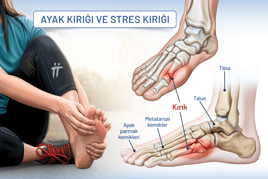 Kemik bütünlüğünün bozulmasıyla ortaya çıkan kırıklar, dokunulduğunda hassaslaşan ve bölgesel şişlikle seyreden bir ayak kemiği ağrısı nedenidir.