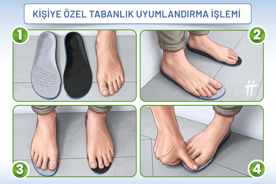 Gerekli tıraşlamalar ve uyumlandırma işlemleri tamamlandıktan sonra, sadece sizin anatomik yapınıza hizmet eden bir ayakkabı tabanlığı ortaya çıkar.