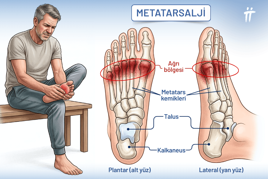 Ayağın ön bölümündeki dokuların tahriş olması sonucu gelişen metatarsalji, ayakkabı içinde taş varmış hissine ve ayak ağrısına neden olabilir.