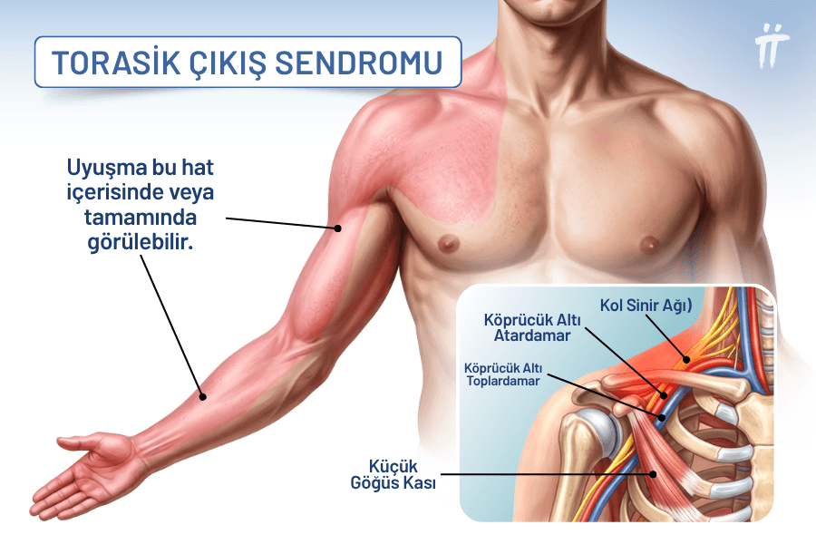 Torasik çıkış sendromu, boyun ve omuz arasındaki dar boşluktan geçen sinirlerin ve damarların sıkışmasıdır.