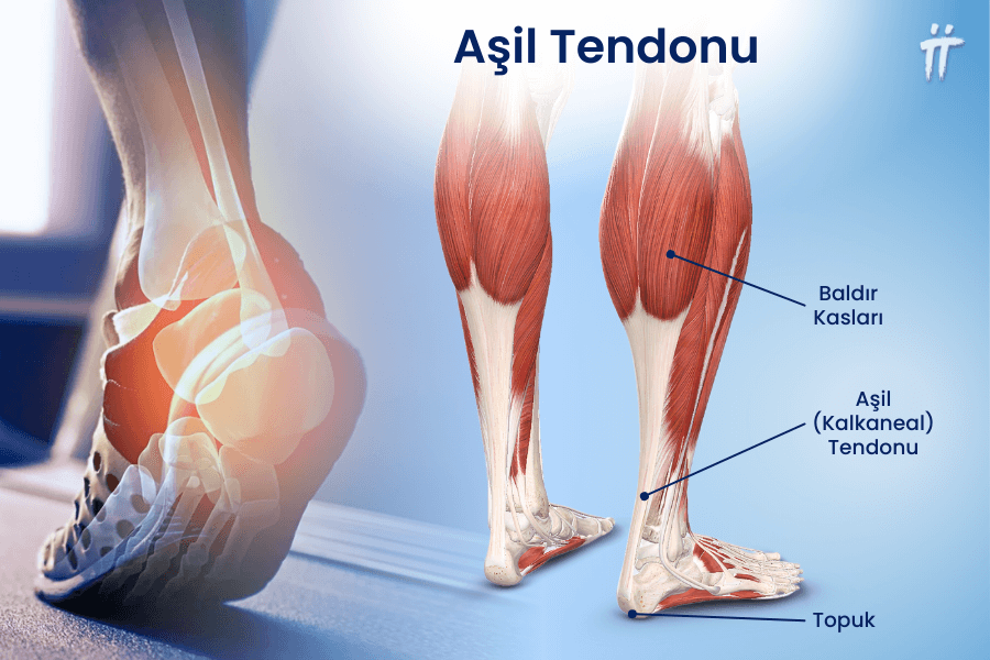  Ayak bileğinin arkasında yer alan Aşil tendonu, baldır kaslarının ürettiği gücü topuğa ileten bir köprü görevi görür.