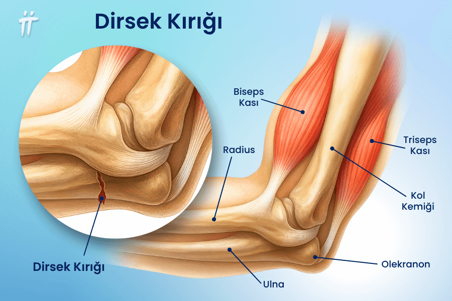 Düşme veya çarpma gibi travmalar sonucu oluşan dirsek kırığı, en şiddetli sol veya sağ kol dirsek kemiği ağrısı nedenlerinden biridir.